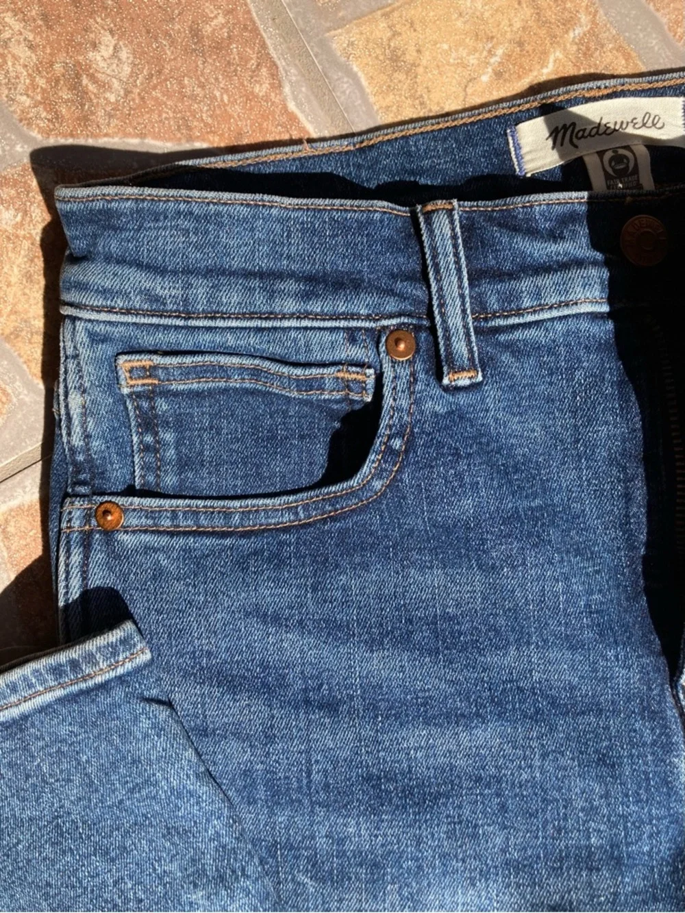 Madewell Midrise Stovepipe Jeans in Dark Blue Denim - Picture 6 of 6